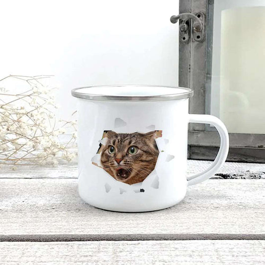 #01 Creative 3d Print Cat Enamel Coffee Tea Mugs Home Breakfast Dessert Milk Oat Cups with Handle Water Mug for Love Cat People Gift TRENDYPET'S ZONE