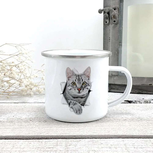 #00 Creative 3d Print Cat Enamel Coffee Tea Mugs Home Breakfast Dessert Milk Oat Cups with Handle Water Mug for Love Cat People Gift TRENDYPET'S ZONE