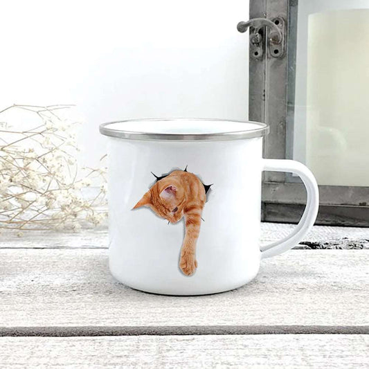 #04 Creative 3d Print Cat Enamel Coffee Tea Mugs Home Breakfast Dessert Cups with Handle TRENDYPET'S ZONE