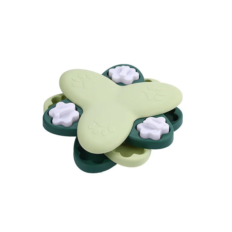 Green interactive puzzle feeder pet toy bowl for dogs and cats by TrendyPet's Zone, designed to slow feeding and engage pets.