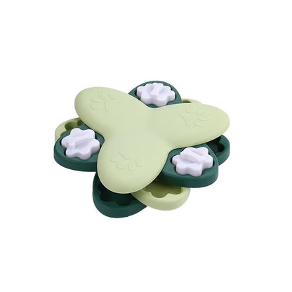 Green interactive puzzle feeder pet toy bowl for dogs and cats by TrendyPet's Zone, designed to slow feeding and engage pets.
