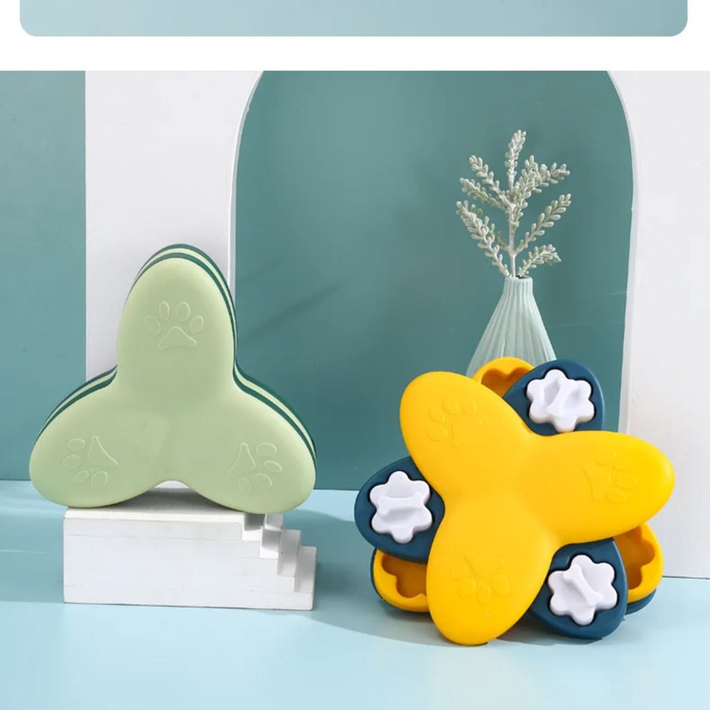 Green interactive puzzle feeder pet toy bowl for dogs and cats, designed to slow feeding and stimulate pets' minds by TrendyPet's Zone.