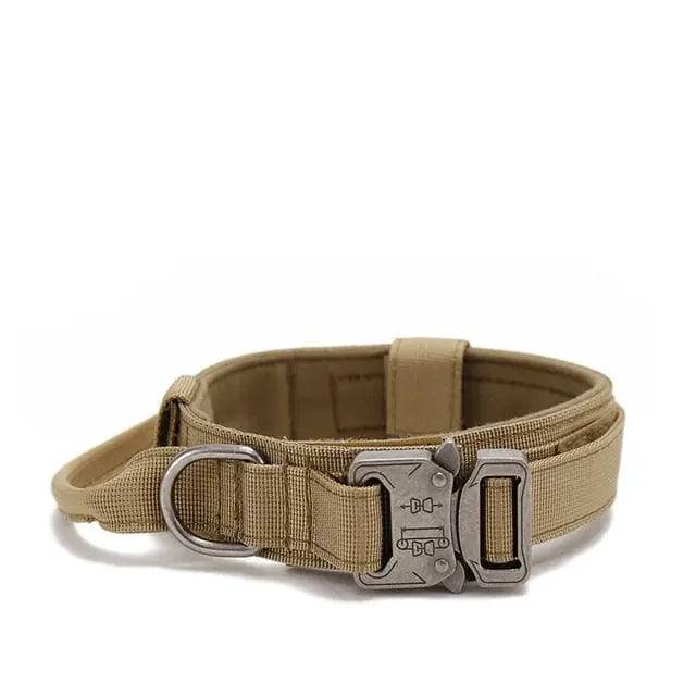 Khaki Durable Tactical Dog Collar Leash Set Military Pet Collars Heavy Duty For Dogs Training Accessories - TrendyPet's Zone