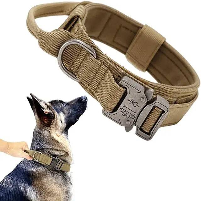 Khaki Durable Tactical Dog Collar Leash Set Military Pet Collars Heavy Duty For Dogs Training Accessories - TrendyPet's Zone