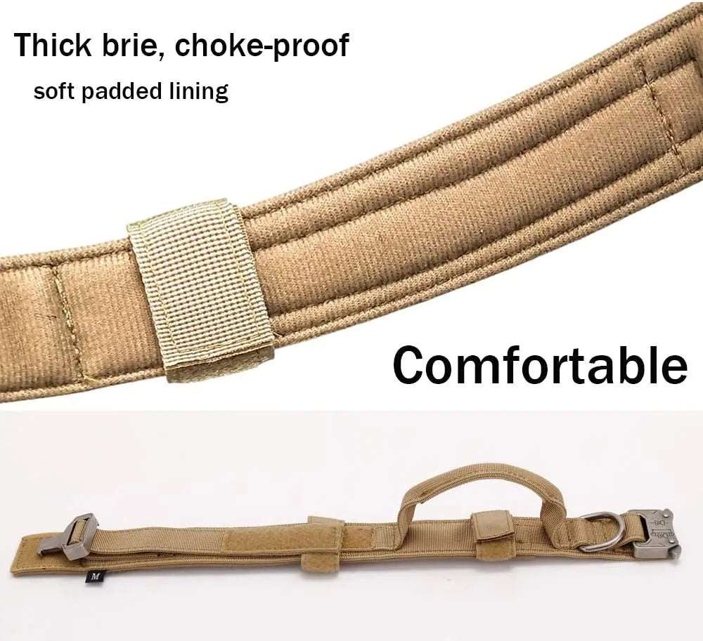 Khaki Durable Tactical Dog Collar Leash Set Military Pet Collars Heavy Duty For Dogs Training Accessories - TrendyPet's Zone