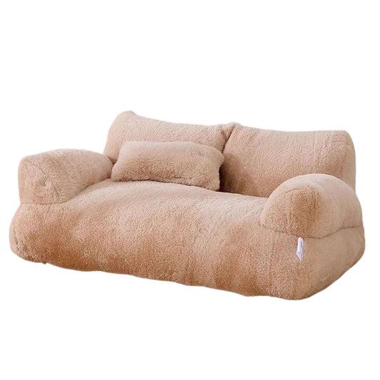 Khaki Luxury Cat Bed Couch Plush Winter Warm Pet Nest TRENDYPET'S ZONE