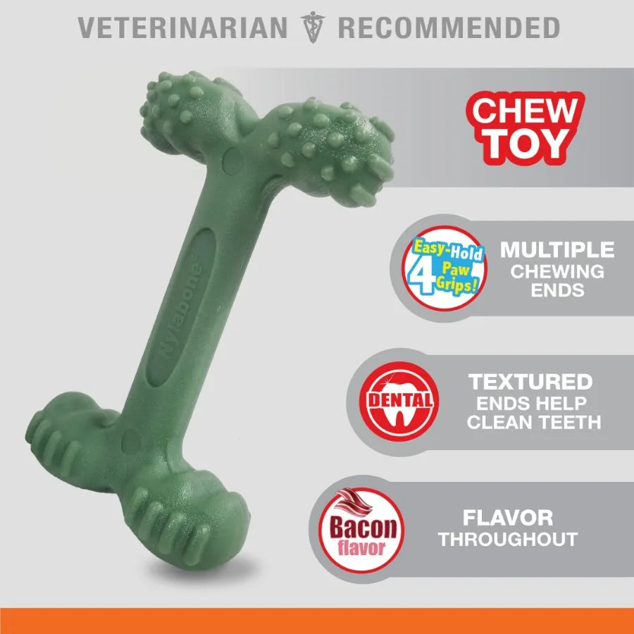 Large Power Chew Dental Toy for Dogs Nylabone EasyHold & Bacon Flavor TrendyPet's Zone