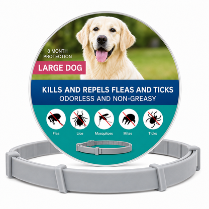 Large dog flea and tick collar by TrendyPet's Zone, 8-month flea and tick protection collar for dogs.