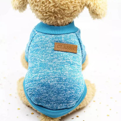 Light Blue Warm Winter Dog Cloth Classic Pet Sweatshirt Vest - TrendyPet's Zone