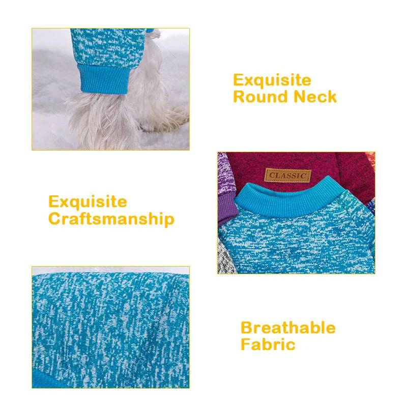Light Blue Warm Winter Dog Cloth Classic Pet Sweatshirt Vest - TrendyPet's Zone