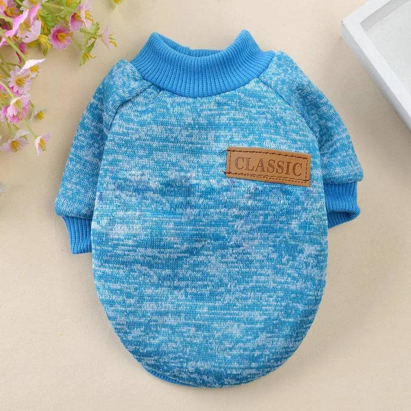 Light Blue Warm Winter Dog Cloth Classic Pet Sweatshirt Vest - TrendyPet's Zone