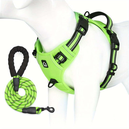 Light Green No-Pull Dog Adjustable Harness with Easy Control Handle - TrendyPet's Zone