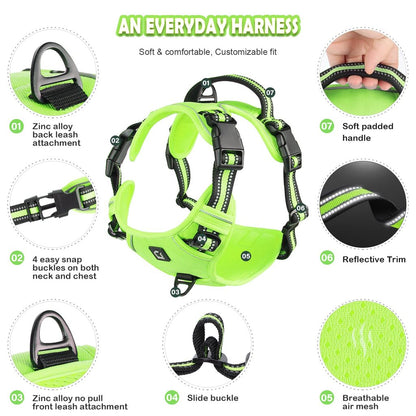 Light Green No-Pull Dog Adjustable Harness with Easy Control Handle - TrendyPet's Zone