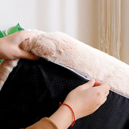 Pink Luxury Cat Bed Couch Plush Winter Warm Pet Nest - TrendyPet's Zone