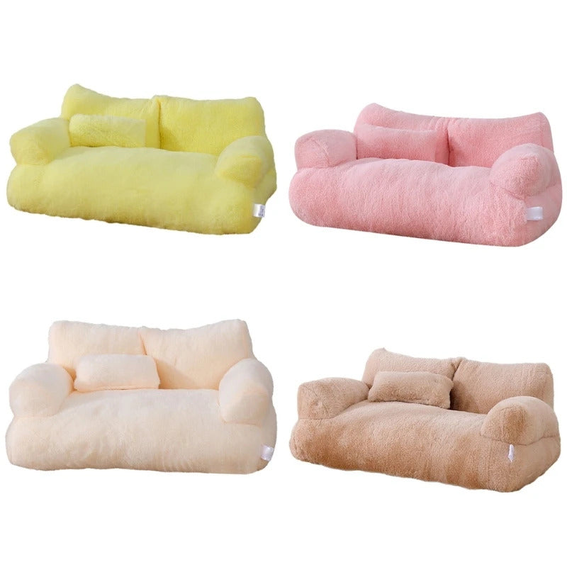 Pink Luxury Cat Bed Couch Plush Winter Warm Pet Nest - TrendyPet's Zone