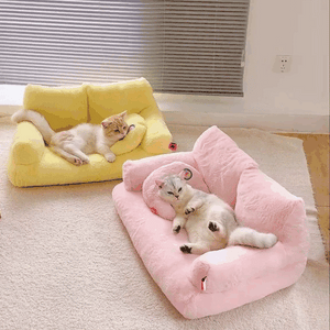 Pink Luxury Cat Bed Couch Plush Winter Warm Pet Nest - TrendyPet's Zone