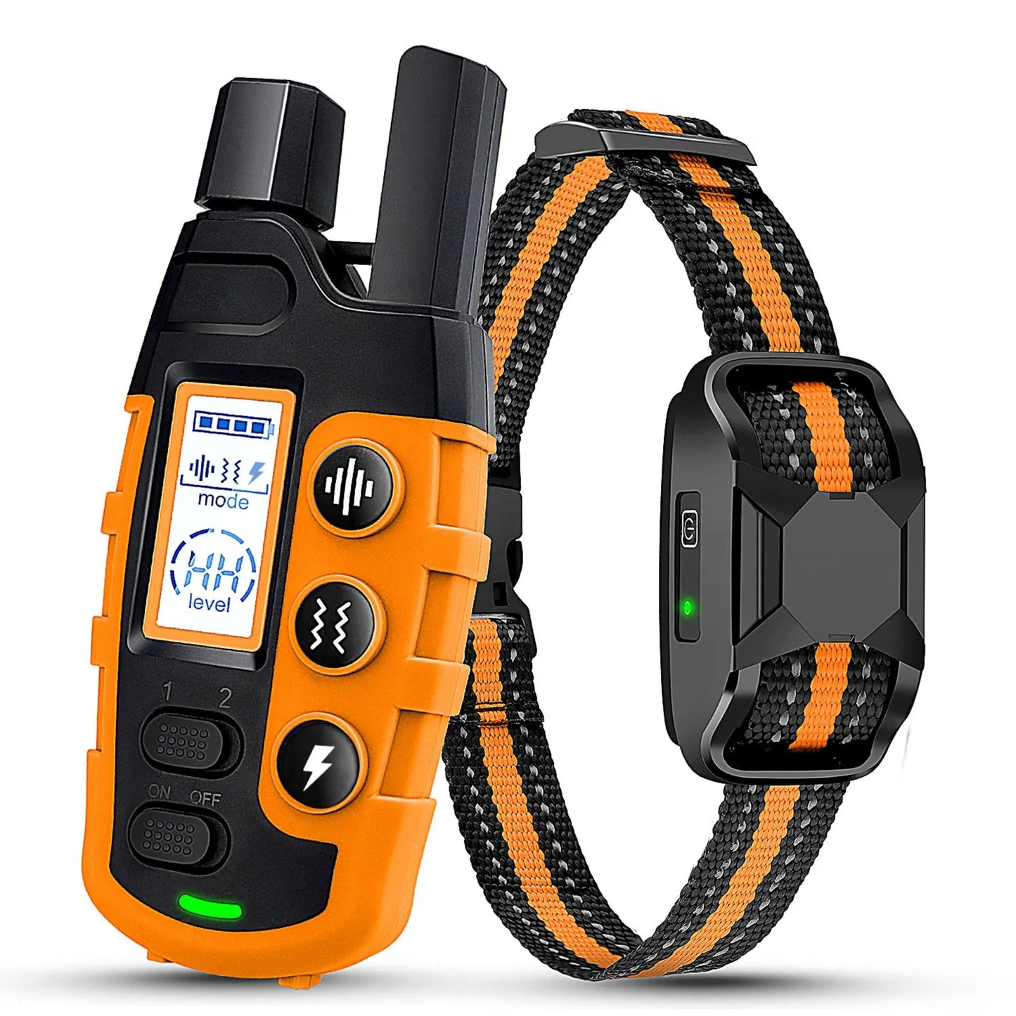 Orange 3300Ft waterproof dog training shock collar with remote for small to large dogs by TrendyPet's Zone, rechargeable and adjustable.
