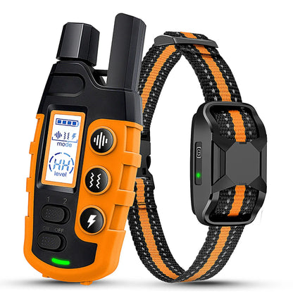 Orange 3300Ft waterproof dog training shock collar with remote for small to large dogs by TrendyPet's Zone, rechargeable and adjustable.
