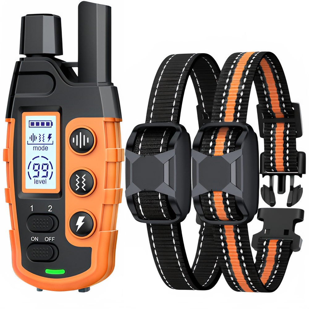 Orange TrendyPet's Zone dog training shock collar with remote, waterproof, rechargeable, suitable for small to large dogs.