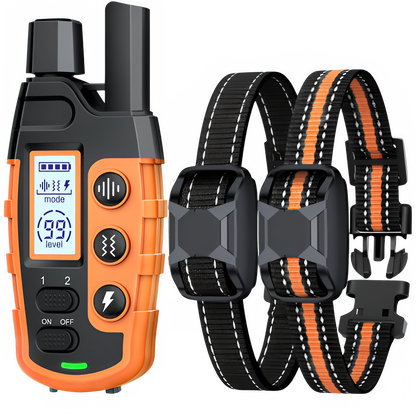 Orange TrendyPet's Zone dog training shock collar with remote, waterproof, rechargeable, suitable for small to large dogs.