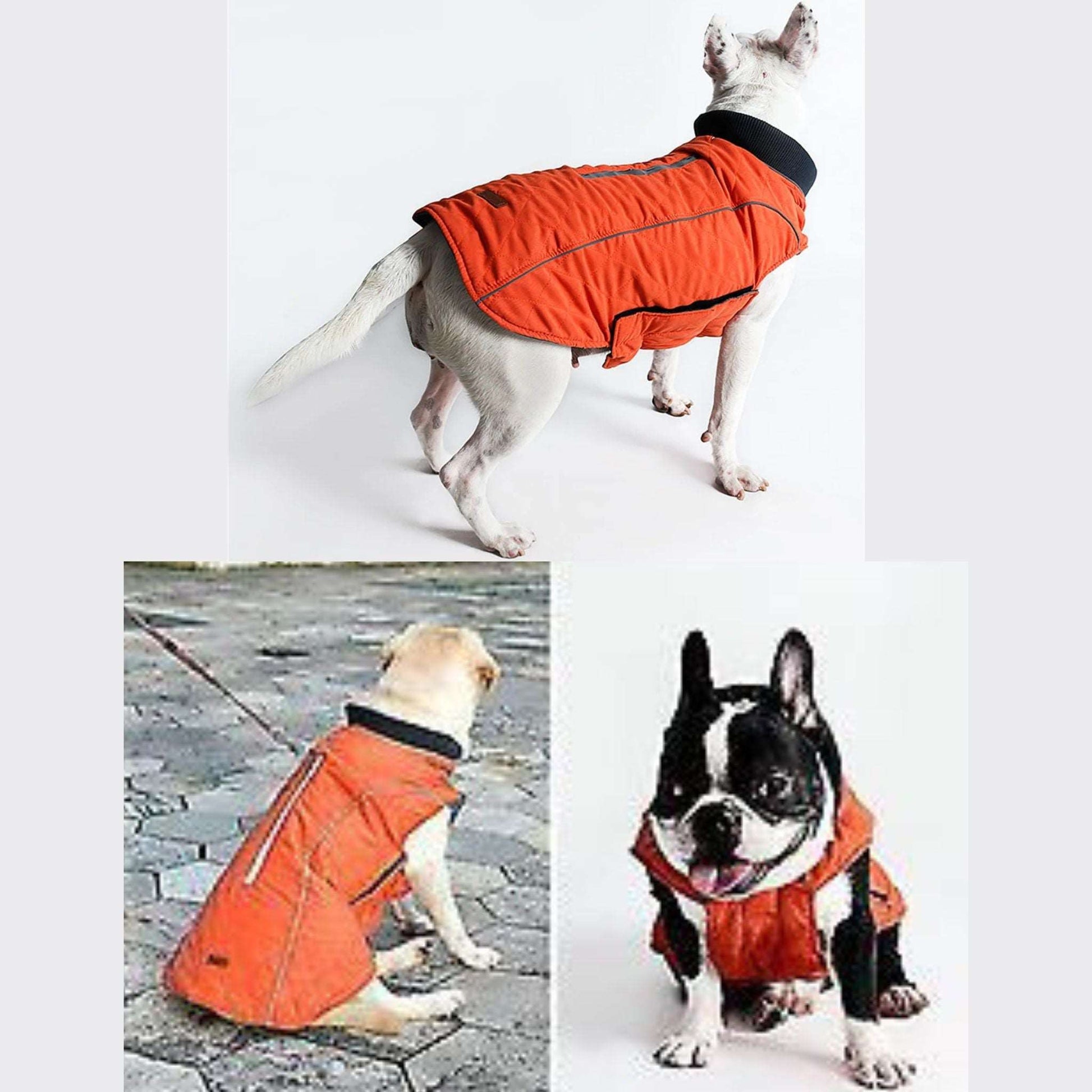 Orange Cozy Quilted Dog Coat Warm Jacket Retro Thick Vest - TrendyPet's Zone