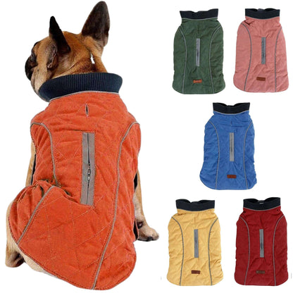 Orange Cozy Quilted Dog Coat Warm Jacket Retro Thick Vest - TrendyPet's Zone
