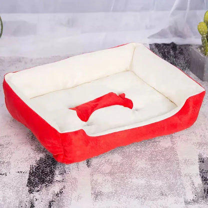 Orange Red soft dog sleeping sofa bed with PP cotton nest, ideal for small to large dogs and puppies, cozy pet kennel mat.