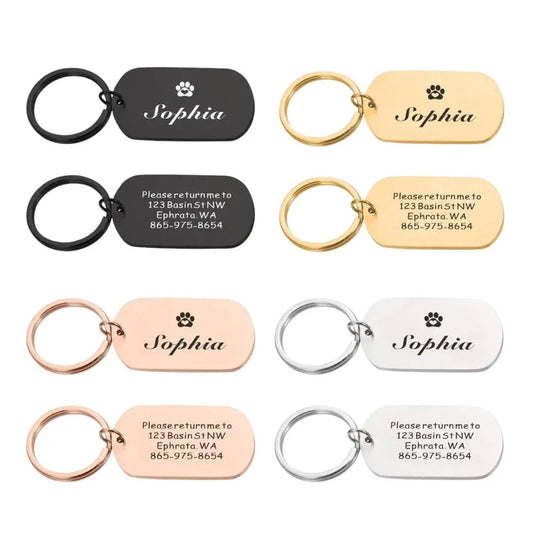 Oval Customizable Dog Collar Address Tags for Dogs Medal with Engraving Name Kitten Puppy Accessories Personalized Cat Necklace Chain TRENDYPET'S ZONE