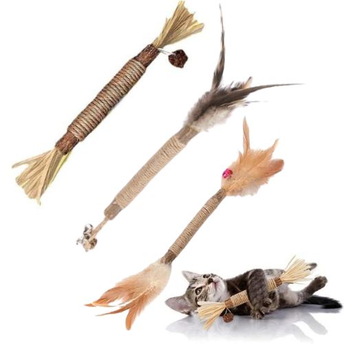 Cat Toys Silvervine Chew Stick,Kitten Treat Catnip Toy Kitty Natural Stuff with Catnip for Cleaning Teeth Indoor Dental TRENDYPET'S ZONE