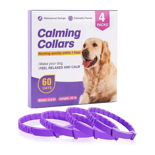 Purple Dog Calming Collar 4Packs/60Days Relieve Anxiety Protection Retractable Collars For Puppy to Large Dogs