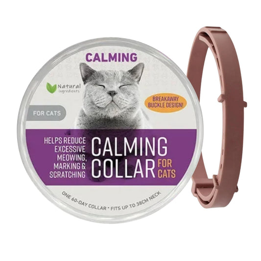 Brown Safe Cat Calming Collar 1Pack/60Days Adjustable Anxiety Reduction Pheromone Lasting Natural Calm Pet Collar Boxed OPP Bag