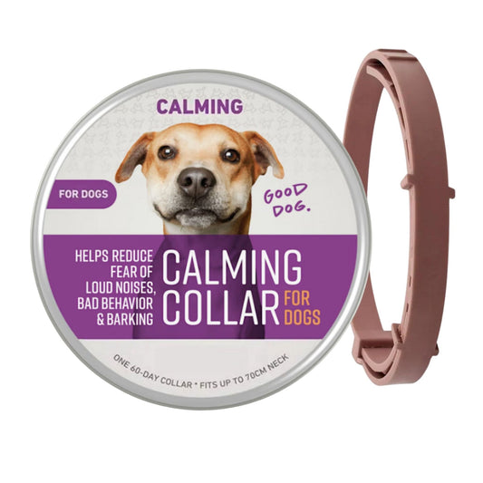 Brown Safe Dog Calming Collar 1Pack/60Days Adjustable Anxiety Reduction Pheromone Lasting Natural Calm Pet Collar Boxed OPP Bag