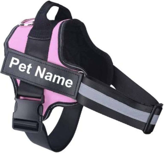 Pink Dog Harness No Pull Reflective Breathable Pet Harness With Name For Dogs Custom Patch Adjustable Outdoor Walking Dog Supplies - TrendyPet's Zone