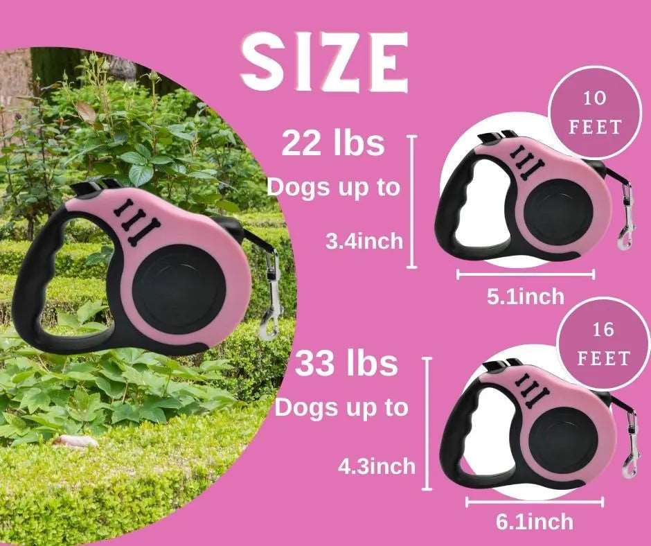 Pink Dog Leash 3m 5m Durable Leash Automatic Retractable Nylon Cat Lead Extension Puppy Walking Running Lead Roulette For Dog - TrendyPet's Zone