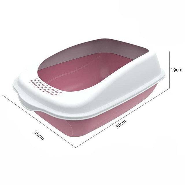 Pink Fully Enclosed - Semi-sealed Pet Cat Litter Box Anti-Splash Deodorant Cat Toilet Two-Way Litter Tray with Shovel Litter Tray TRENDYPET'S ZONE