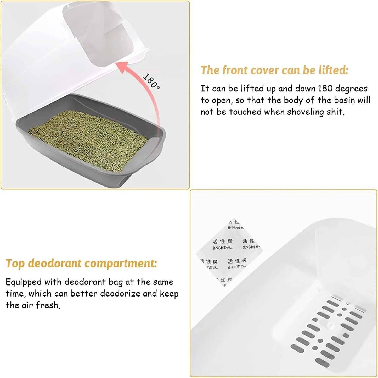 Pink Fully Enclosed - Semi-sealed Pet Cat Litter Box Anti-Splash Deodorant Cat Toilet Two-Way Litter Tray with Shovel Litter Tray TRENDYPET'S ZONE