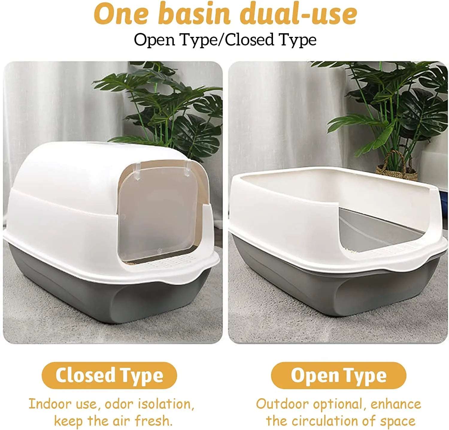 Pink Fully Enclosed - Semi-sealed Pet Cat Litter Box Anti-Splash Deodorant Cat Toilet Two-Way Litter Tray with Shovel Litter Tray TRENDYPET'S ZONE