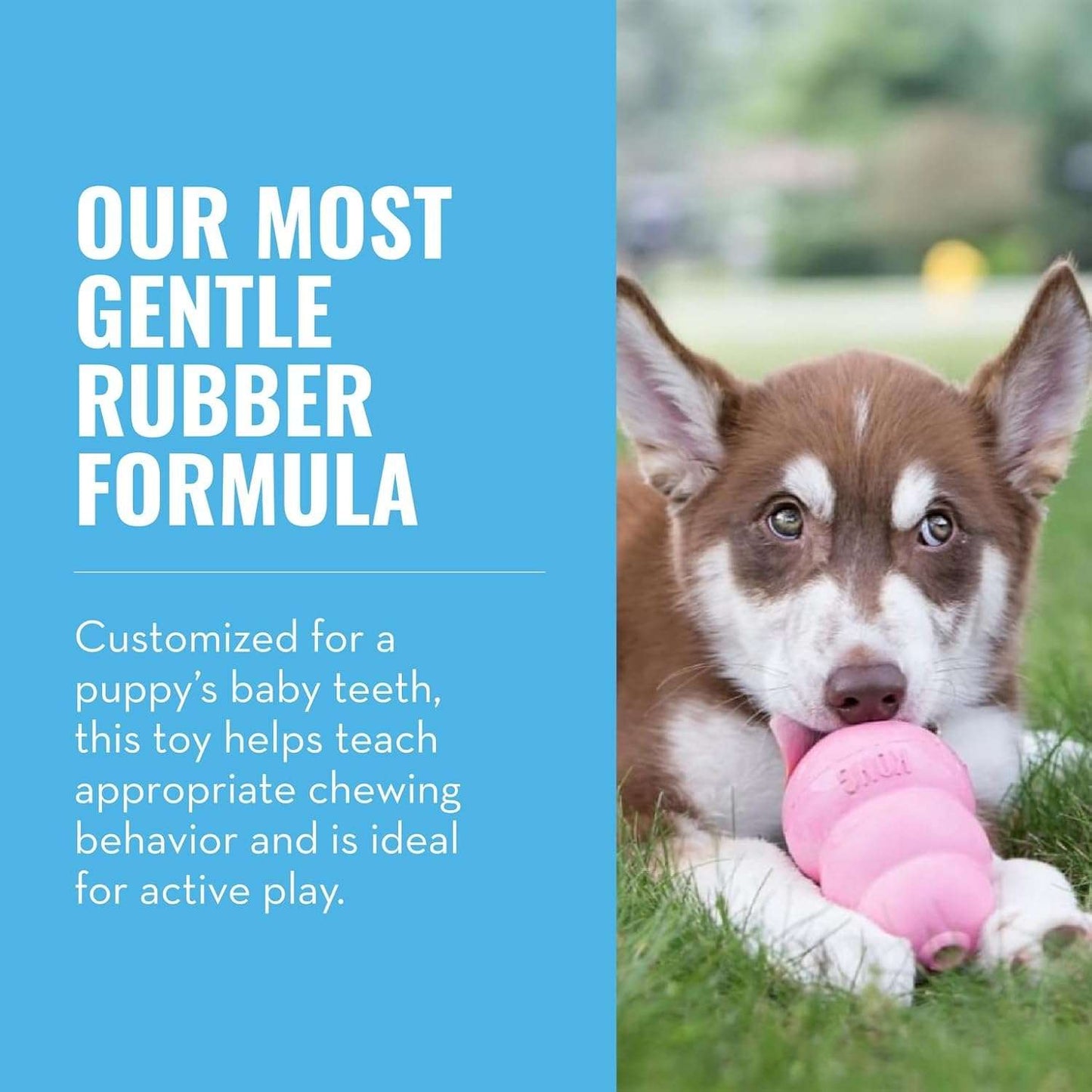 Pink KONG Puppy Natural Teething Rubber Chew Toy TrendyPet's Zone