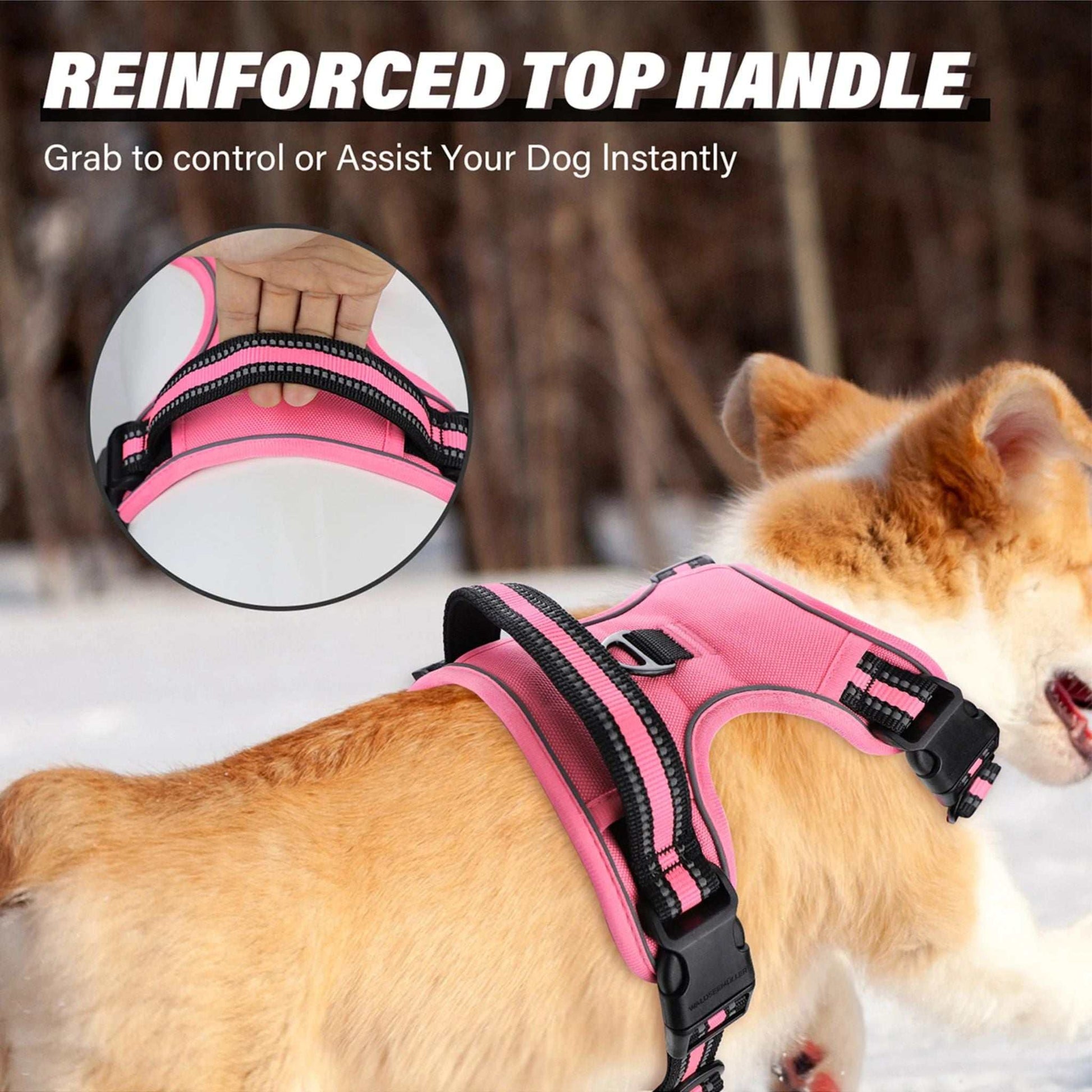 Pink No-Pull Dog Adjustable Harness with Easy Control Handle TrendyPet's Zone