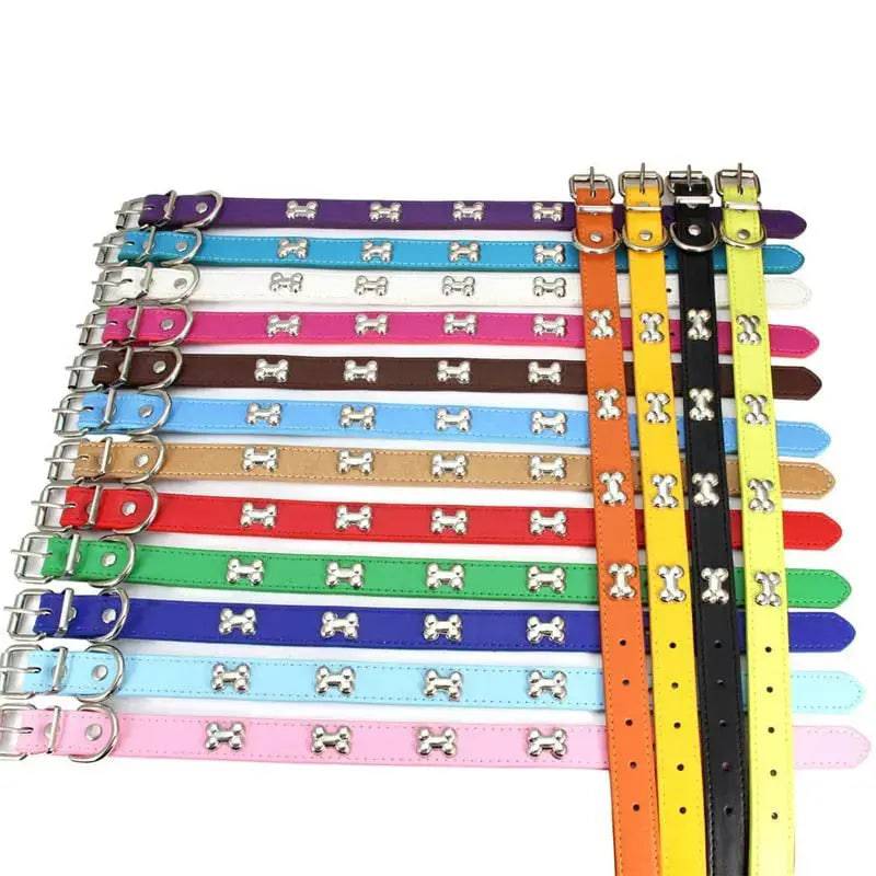 Pink Pet Dog Collar Bone Leather Durable Pet Supplies Accessories Neck Strap Collar for Dog Puppy Pug Collars for Small Large Dogs - TrendyPet's Zone