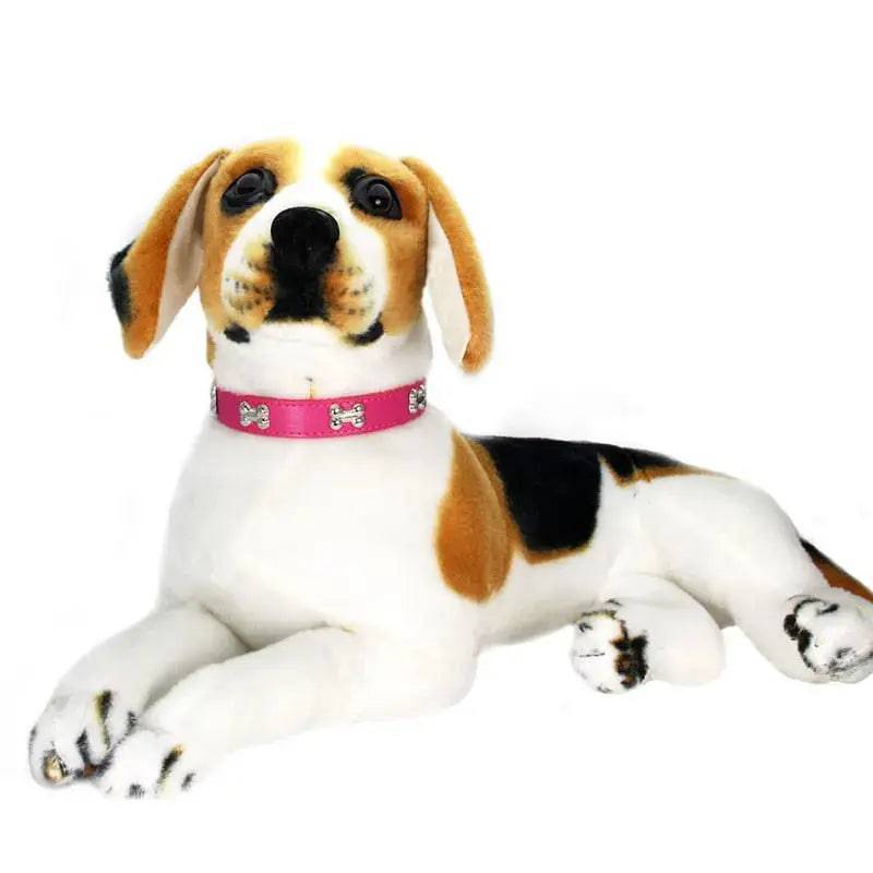Pink Pet Dog Collar Bone Leather Durable Pet Supplies Accessories Neck Strap Collar for Dog Puppy Pug Collars for Small Large Dogs - TrendyPet's Zone