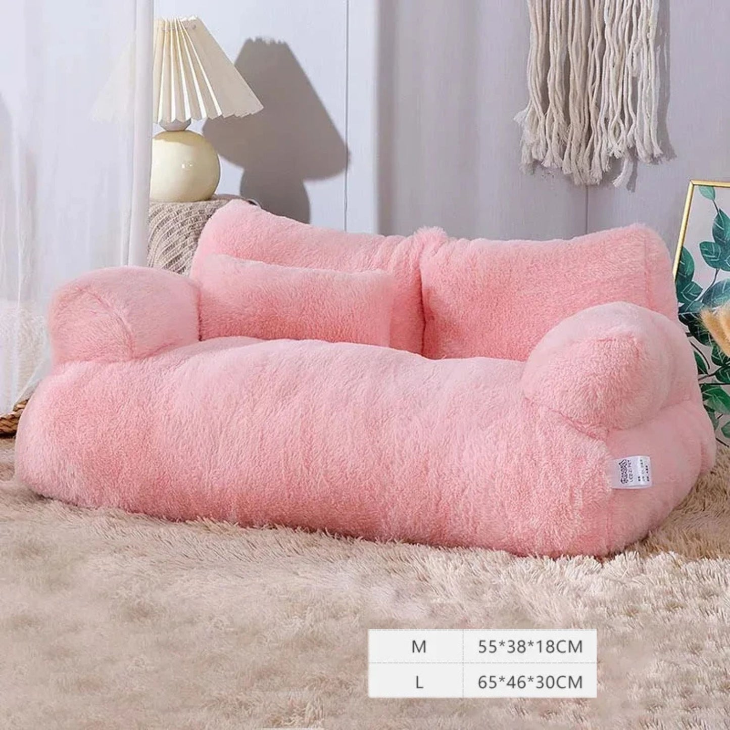 Pink Luxury Cat Bed Couch Plush Winter Warm Pet Nest - TrendyPet's Zone