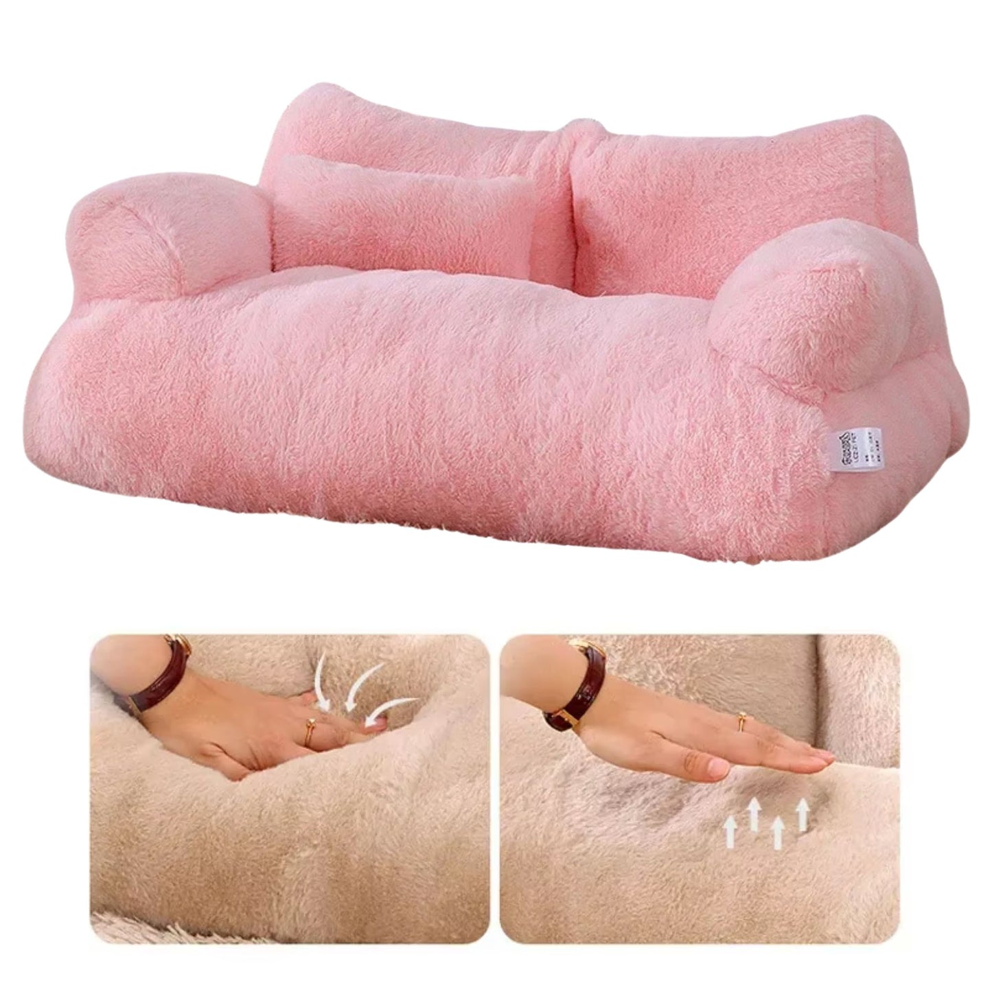 Pink Luxury Cat Bed Couch Plush Winter Warm Pet Nest - TrendyPet's Zone