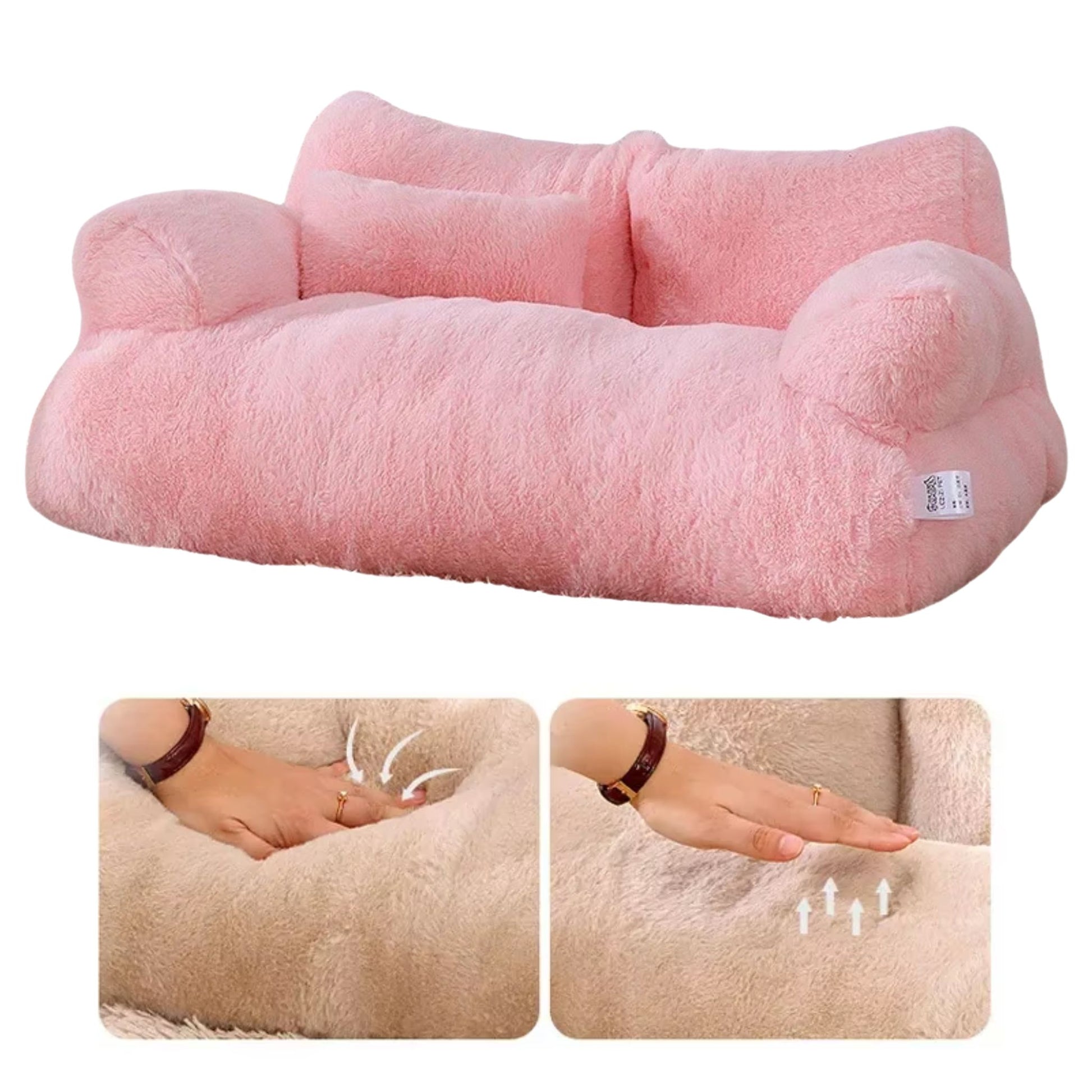 Pink Luxury Cat Bed Couch Plush Winter Warm Pet Nest - TrendyPet's Zone