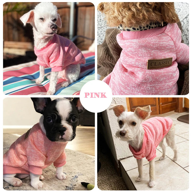 Pink Warm Winter Dog Clothes Classic Pet Sweatshirt Vest - TrendyPet's Zone