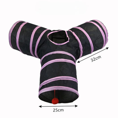 Pink Y-Type Tunnel Collapsible Cat Kitten Play Interactive Toy Maze TrendyPet's Zone
