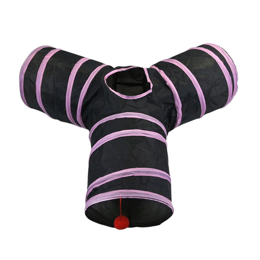 Pink Y-Type Tunnel Collapsible Cat Kitten Play Interactive Toy Maze TrendyPet's Zone