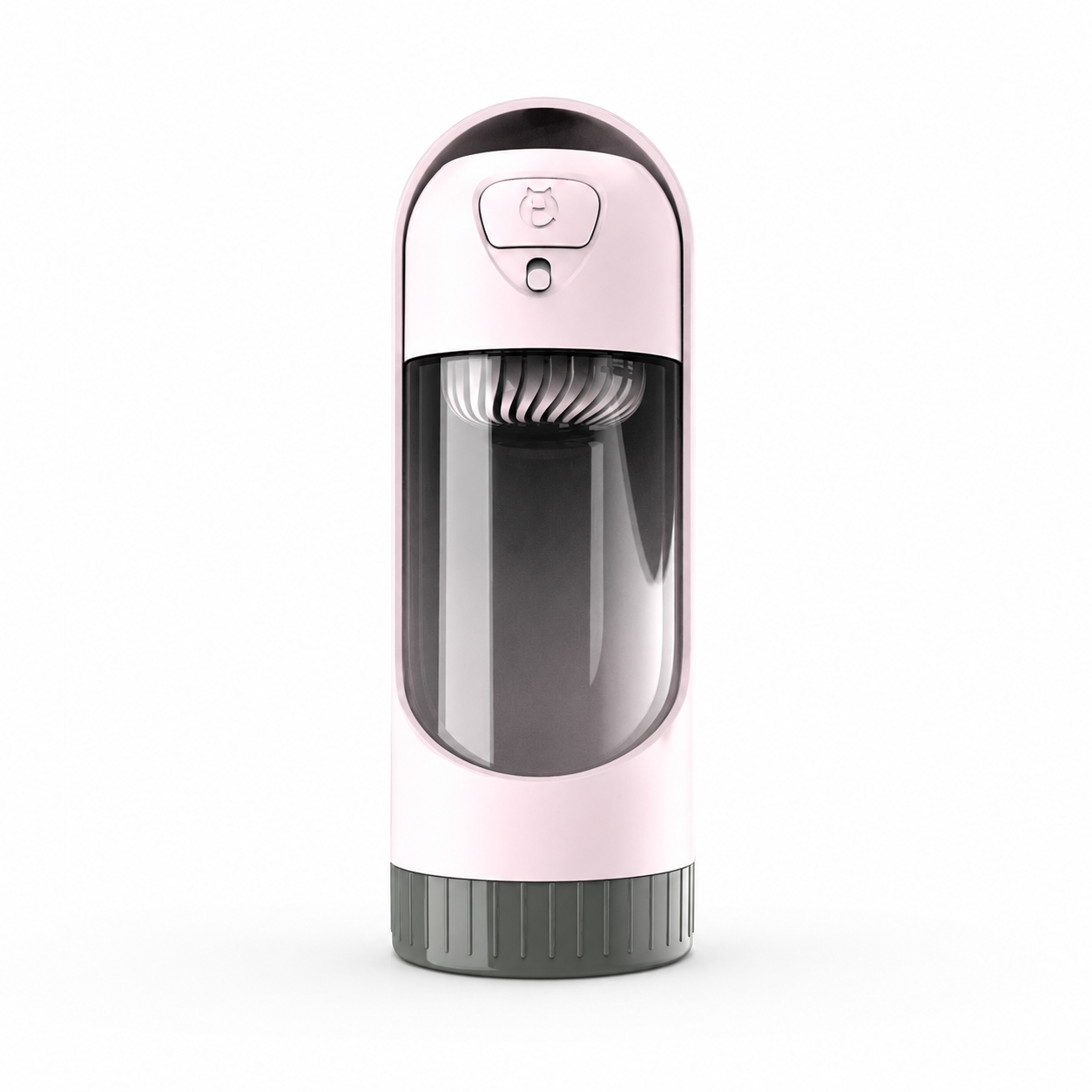 Pink portable dog water bottle with built-in drinking bowl by TrendyPet's Zone, suitable for small and large dogs.