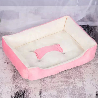 Pink soft dog sleeping sofa bed with PP cotton nest, ideal for small to large dogs and puppies, cozy pet kennel mat.