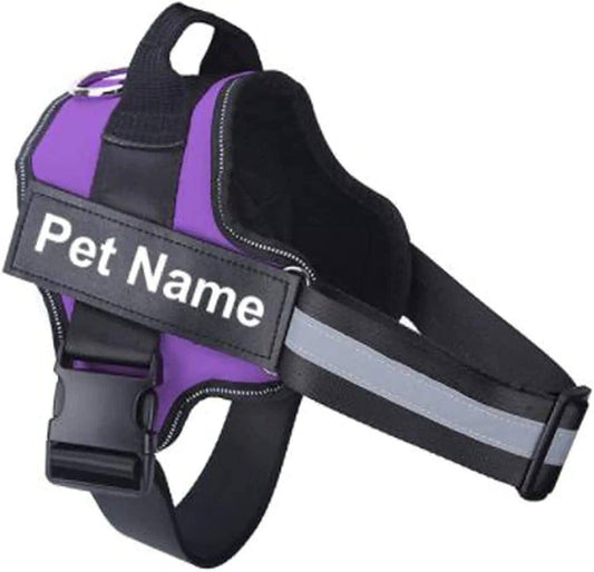 Purple Dog Harness No Pull Reflective Breathable Pet Harness With Name For Dogs Custom Patch Adjustable Outdoor Walking Dog Supplies - TrendyPet's Zone